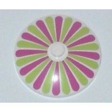 Part 3960pb027 White Dish 4 x 4 Inverted (Radar) with Stripes Lime-Magenta Petals Pattern 